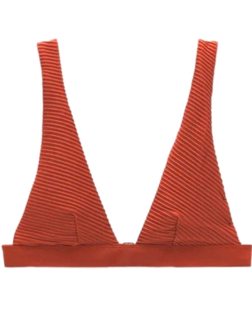 NWT ZARA Ribbed Triangle swim top in Rust size medium